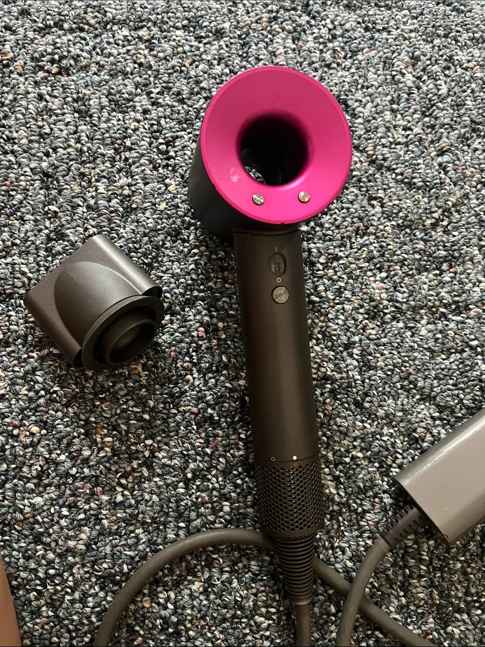 Dyson Black Hair Dryer Attachment with Pink Trim